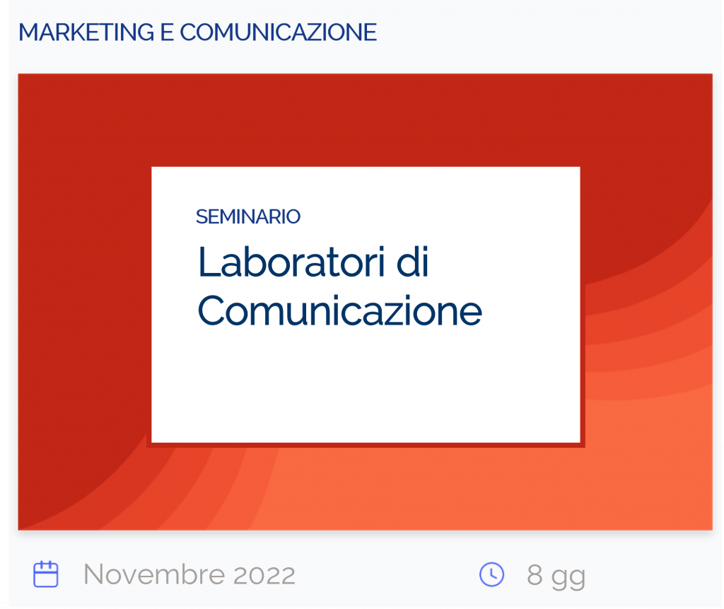 Laboratori di Comunicazione, seminario, marketing e comunicazione, novembre 2022, 8 gg