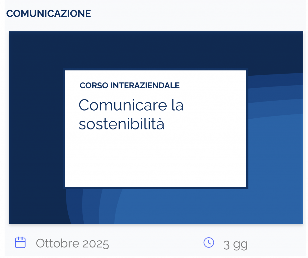 Comunicare la Sostenibilità, corso interaziendale, comunicazione, ottobre 2025, 3 gg