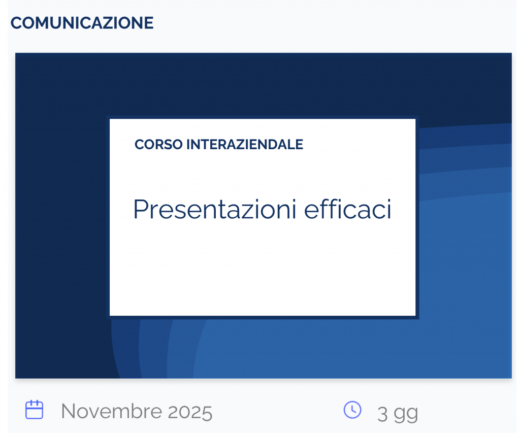 Presentazioni efficaci, corso interaziendale, comunicazione, novembre 2025, 3 gg